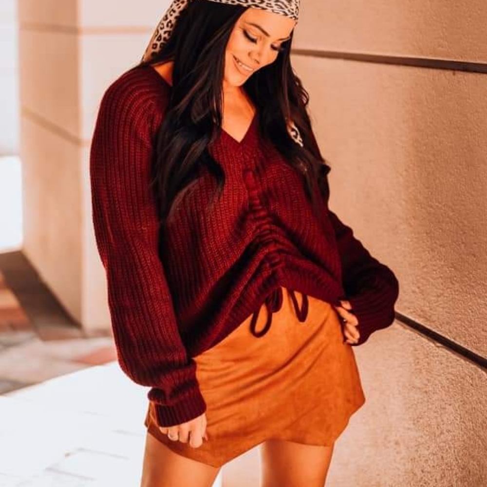 WINE V-NECK SWEATER - Picture 3 of 4
